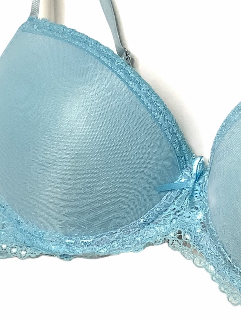 NWT Isaac Mizrahi Push Up Bra 34C 36C 38C Demi Lace Logo Blue Conv IM15762 - Picture 6 of 11
